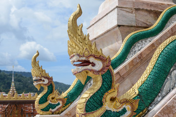 Fototapeta na wymiar Dragons at Chalong Temple in Phuket Thailand