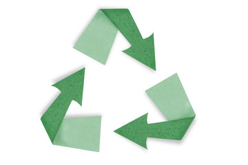 Recycled paper craft stick sign isolate on white