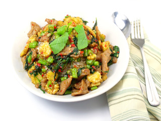 Pork with Basil and Rice Thai Stlye