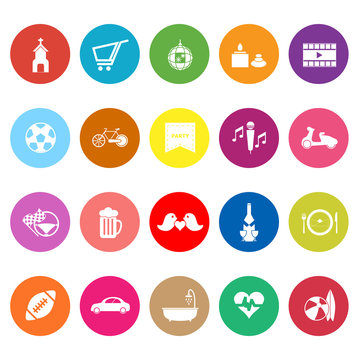 Friday and weekend flat icons on white background