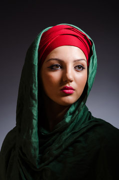 Portrait of the young woman with headscarf