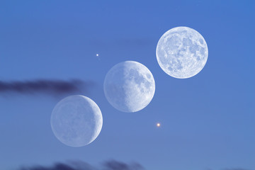 Planet conjunction of Venus, Moon and Jupiter.