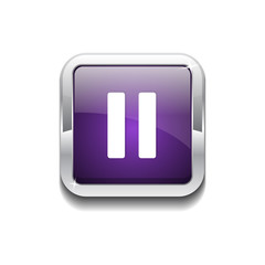 Pause Rounded Corner Vector Purple Web Icon Button