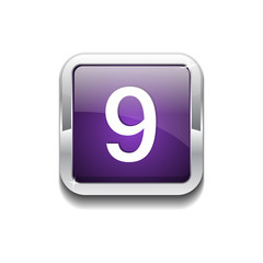 9 Number Rounded Corner Vector Purple Web Icon Button