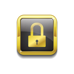 Protected Square Golden Black Vector Web Button Icon