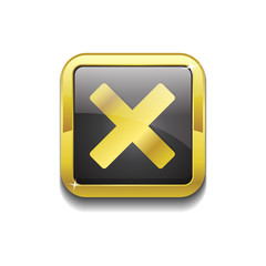 Obraz premium Cross Square Golden Black Vector Web Button Icon