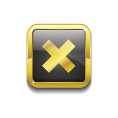 Obraz premium Cross Square Golden Black Vector Web Button Icon
