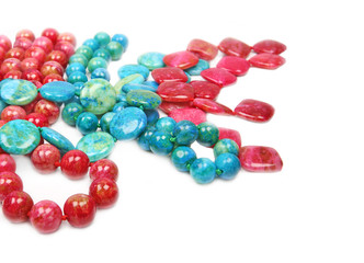 Laguna bluegreen, red agate gemstones