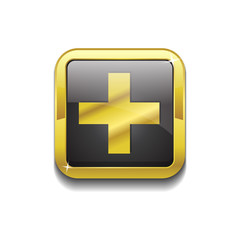 Plus Square Vector Golden Black Web Icon Button