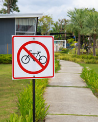 No cycling' sign