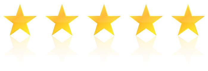 Five Star Product Quality Rating With Reflection