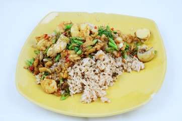 Rice topped with basil