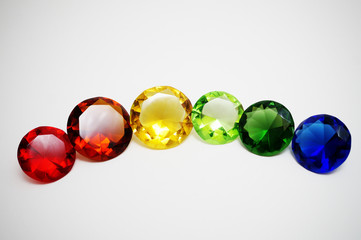 Glass diamonds in rainbow colours