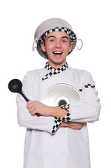 Funny male cook isolated on white