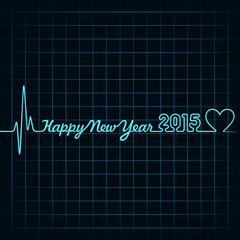 Heartbeat make happy new year text ,2015 and heart symbol