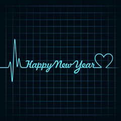Heartbeat make happy new year text and heart symbol