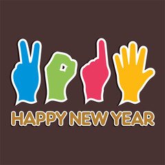 creative happy new year 2015 design with finger stock vector
