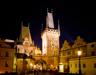 Naklejka premium Historical center at night, Prague, Czech Republic