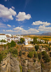 houses on the edge of an abyss in the city Rhonda, Spain