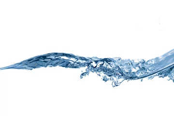 Foto op Aluminium Helder, blauw opspattend water op wit geïsoleerd © Itan1409
