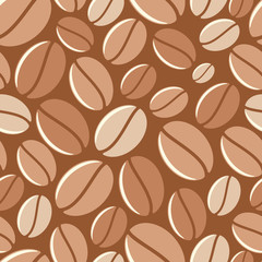 Coffee background - vector coffee beans seamless pattern