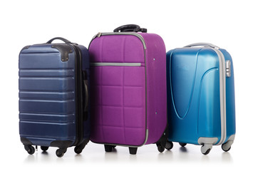 Travel concept with luggage suitacase isolated on white