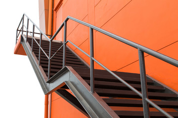 Metal fire escape or emergency exit on Orange Wall of Buliding W