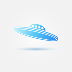 Obraz na płótnie Canvas Blue bright vector UFO icon