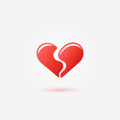 Red broken heart icon - vector love simple symbol