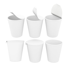 White blank label  food cup with foil lid,  clipping path includ