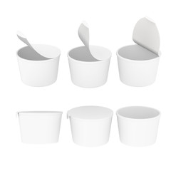 General  white blank label  food cup with foil lid,  clipping pa