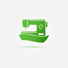 Sewing machine green symbol - vector sewing icon