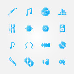 Set of audio and music icons - vector sound symbols