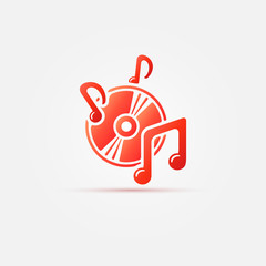 Hot music icon - red sound symbol, vector illustration
