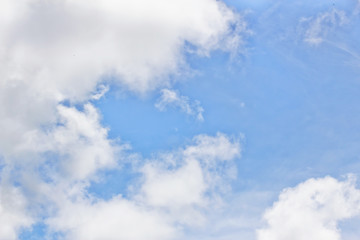 fluffy clouds in the blue sky