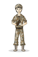 Cartoon soldier in camouflage