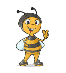 Bee gesturing victory sign