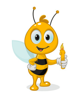 Cartoon Bee with candle