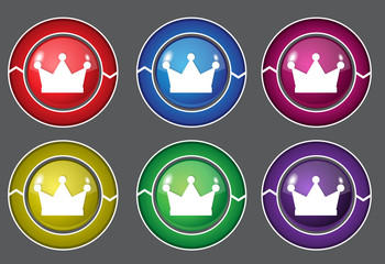 Crown Circular Vector Colorful Web Icon Set Button