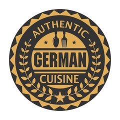 Abstract stamp or label with the text Authentic German Cuisine