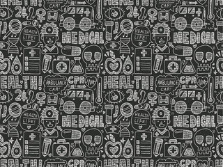 seamless doodle medical pattern