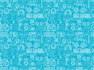 seamless doodle medical pattern