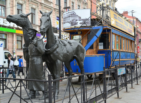 Monument To The Horse Tram - To The First Tram. St. Petersburg