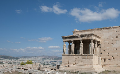 Obraz premium Erechtheion temple on Acropolis Hill, Athens Greece.
