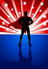 A superhero standing in front of light burst © rudall30