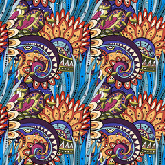 Seamless Floral Pattern (Vector). Hand Drawn Texture with Flower