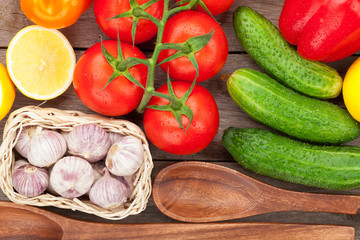 Fresh ripe vegetables closeup