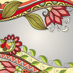 Vector Colored Floral Background. Hand Drawn Texture with Flower