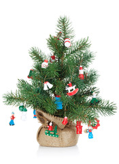 Small decorated christmas tree