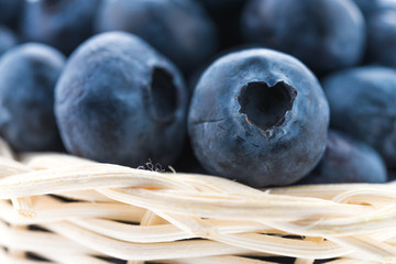Blueberry basket isolated on white